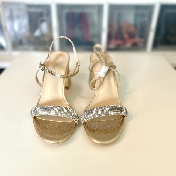 Gold Rhinestone Sandals - Picture 2 of 4